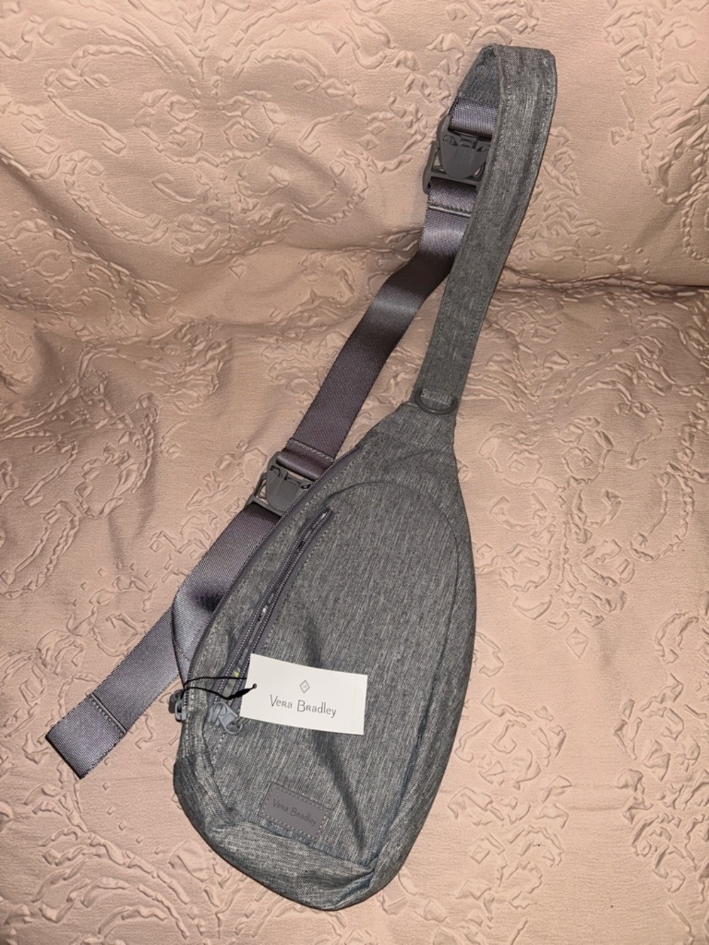 Vera Bradley Heathered Gray Sling Bag with Adjustable Strap